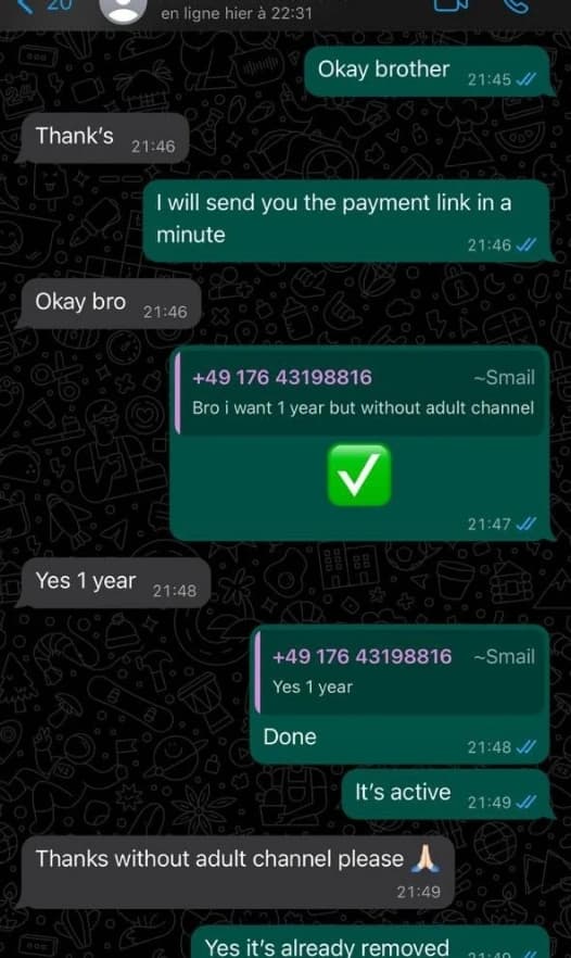Customer support conversation about device activation