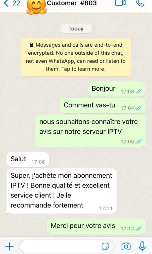 Customer feedback conversation in French
